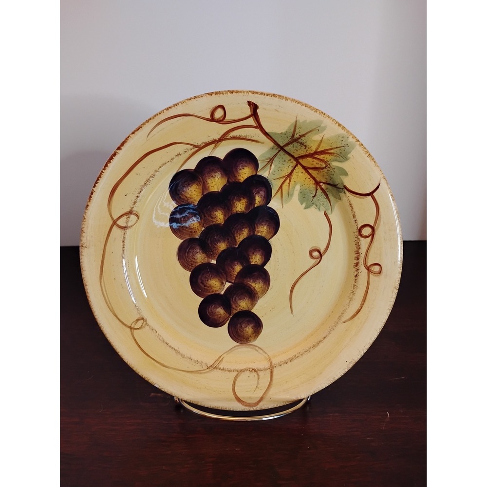 Tabletops Lifestyles‎ Vino Salad Plate Hand Painted Grapes Ceramic 8.5 Inch